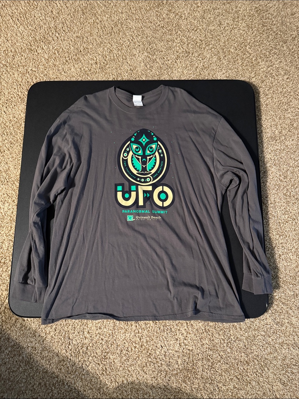 UFO Paranormal Summit Long Sleeve Graphic T-Shirt - Gray